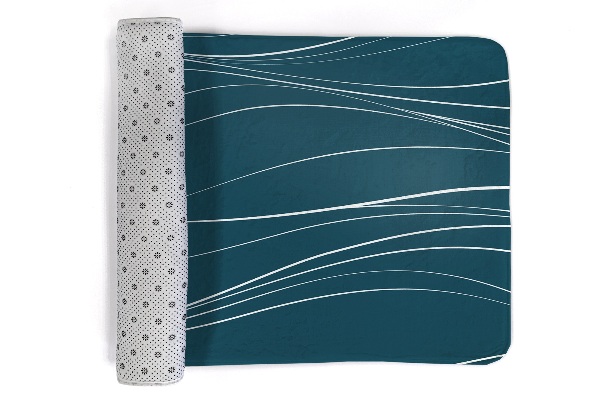 Tapis Lignes ondulées sur fond bleu