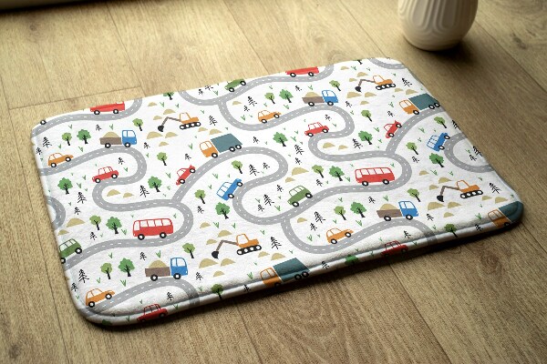 Tapis Route avec voitures et arbres