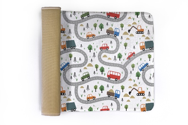 Tapis Route avec voitures et arbres