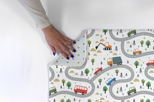 Tapis Route avec voitures et arbres