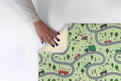 Tapis Route avec voitures et arbres