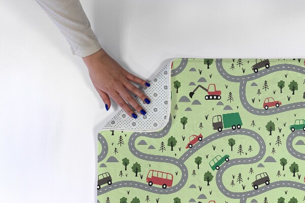 Tapis Route avec voitures et arbres