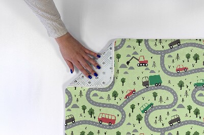 Tapis Route avec voitures et arbres