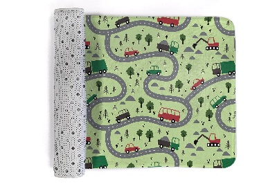 Tapis Route avec voitures et arbres