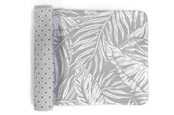 Tapis Feuilles tropicales en nuances de gris
