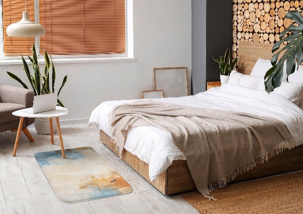 Tapis Motif abstrait dans les tons de bleu et d'orange