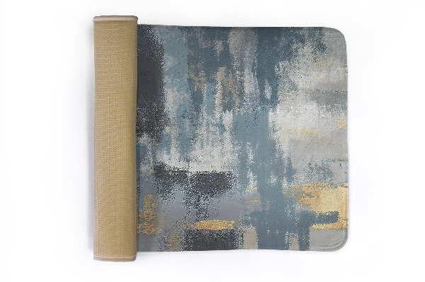 Petit tapis Taches abstraites dans les tons de bleu et d'or