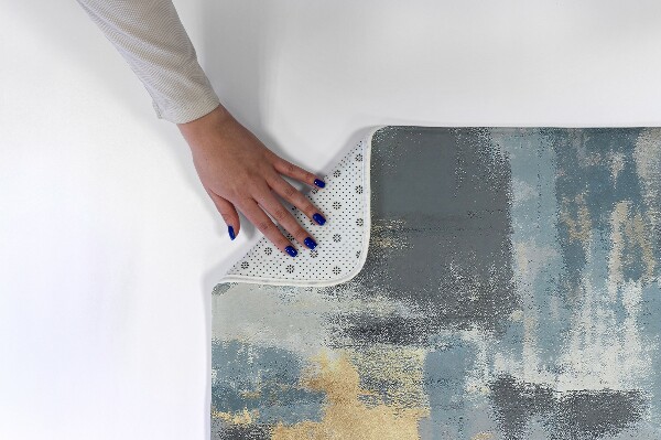 Petit tapis Taches abstraites dans les tons de bleu et d'or