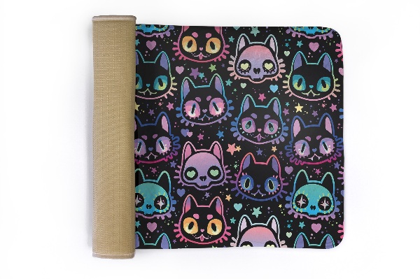 Petit tapis Visages de chat colorés