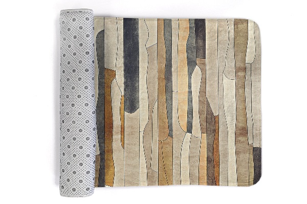 Petit tapis Rayures verticales abstraites dans des tons boisés