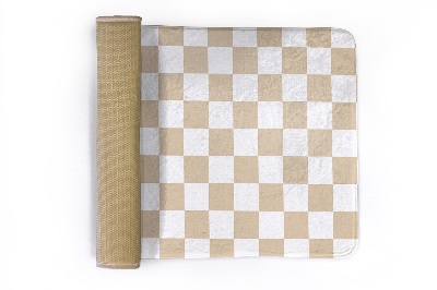 Petit tapis Damier beige et blanc