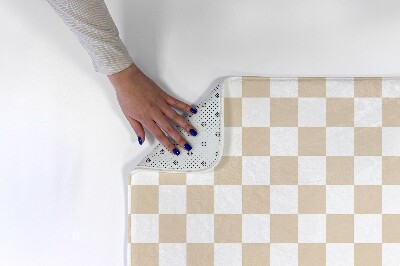 Petit tapis Damier beige et blanc