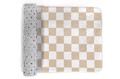 Petit tapis Damier beige et blanc