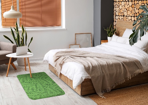 Petit tapis Feuilles sur fond vert