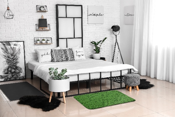 Petit tapis Feuilles sur fond vert