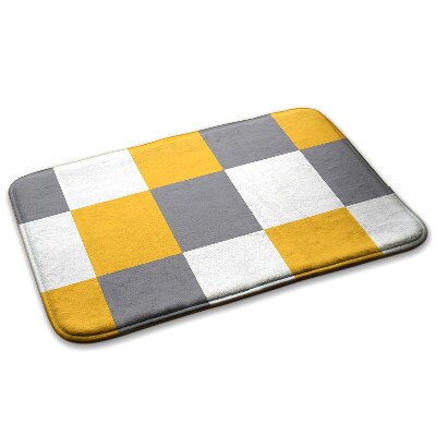 Petit tapis Carreaux jaune-gris et blanc