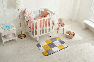 Petit tapis Carreaux jaune-gris et blanc