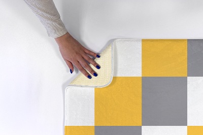 Petit tapis Carreaux jaune-gris et blanc