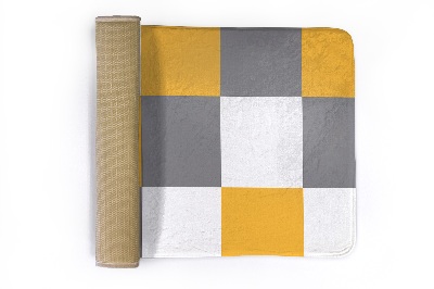 Petit tapis Carreaux jaune-gris et blanc