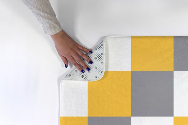 Petit tapis Carreaux jaune-gris et blanc