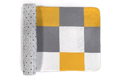 Petit tapis Carreaux jaune-gris et blanc