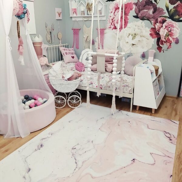 Tapis en vinyle Marbre blanc et rose