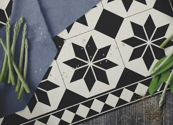 Tapis en vinyl Étoiles noires et blanches
