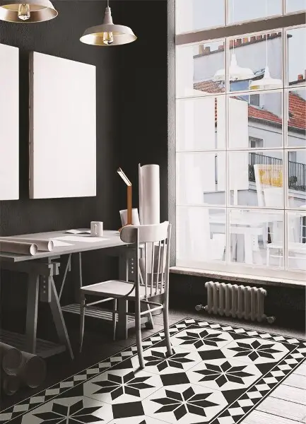 Tapis en vinyl Étoiles noires et blanches