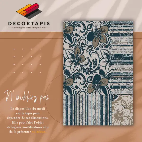 Tapis vinyle Fleurs et lignes
