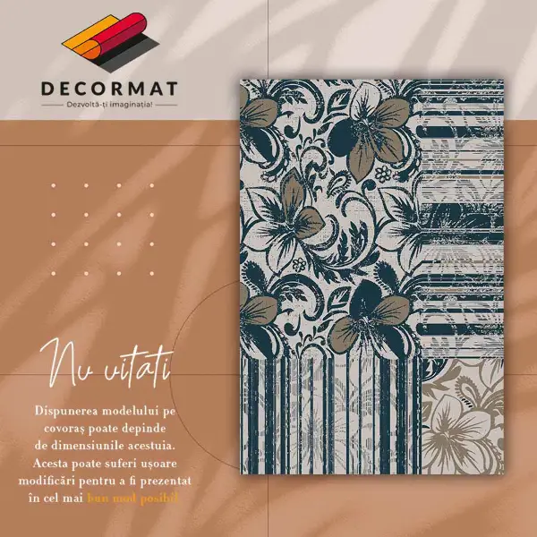 Tapis vinyle Fleurs et lignes