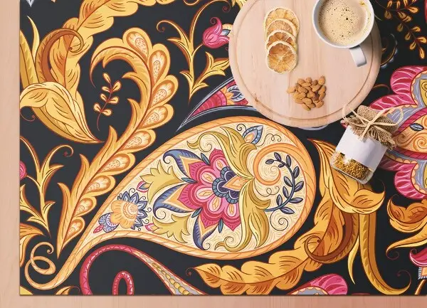 Tapis vinylique Paisley coloré