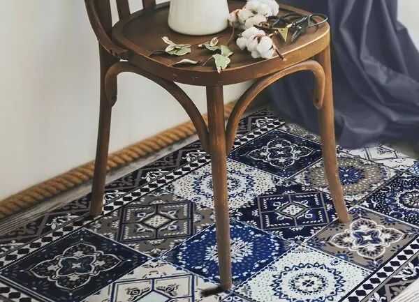 Tapis vinyle Tuiles florales