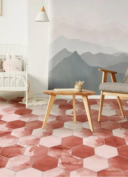 Tapis en vinyle Hexagones aquarelles