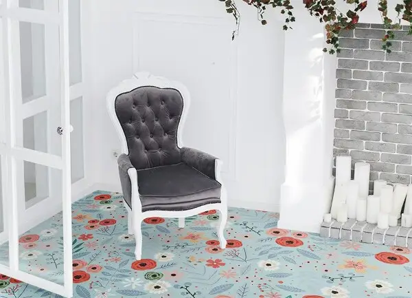 Tapis vinyle fleurs de pré
