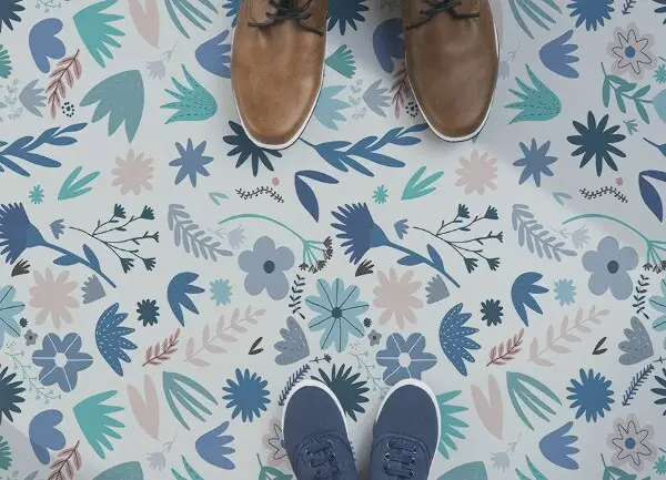 Tapis vinyle fleurs de pré