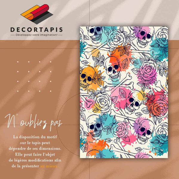 Tapis vinyle Crânes et roses