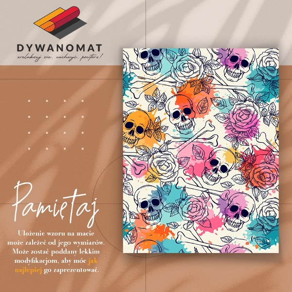 Tapis vinyle Crânes et roses