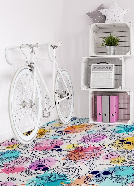 Tapis vinyle Crânes et roses