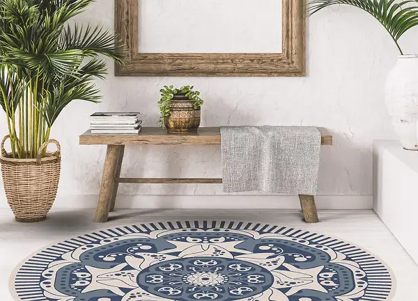 Tapis vinyl rond Mandalaa florale