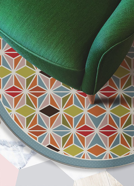 Tapis vinyl rond Kaléidoscope abstrait