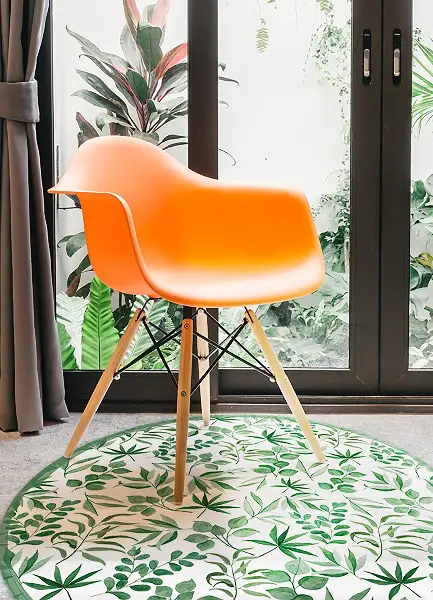 Tapis vinyl rond petites feuilles