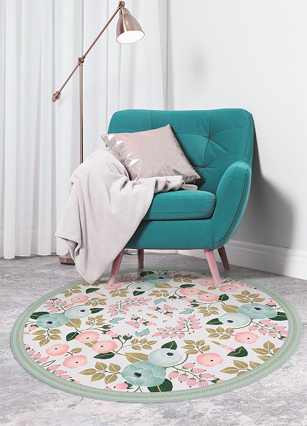Tapis en vinyle rond fleur