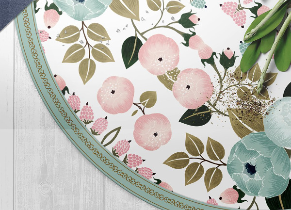 Tapis en vinyle rond fleur