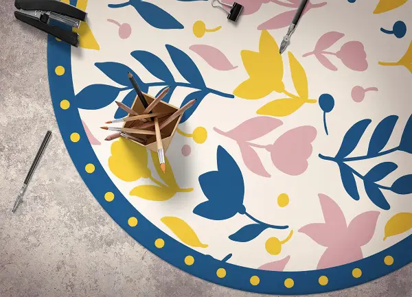Tapis en vinyle rond Fleurs abstraites