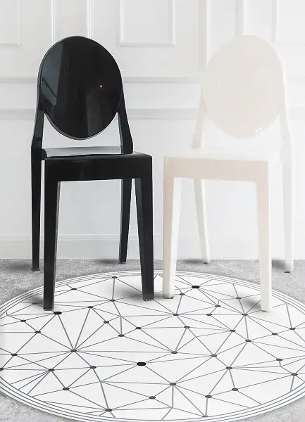 Tapis vinyle rond Grille géométrique