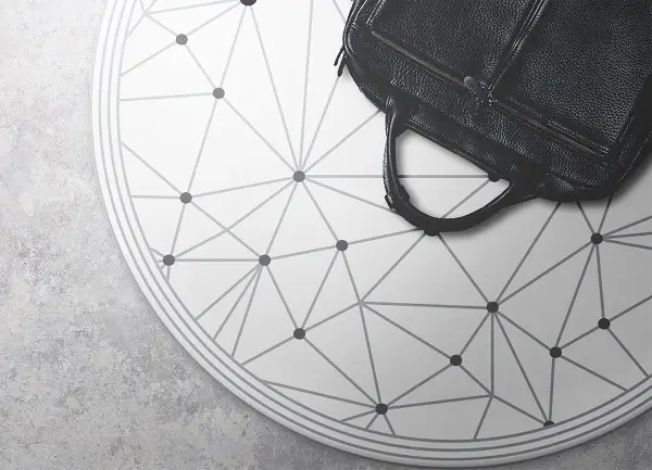 Tapis vinyle rond Grille géométrique