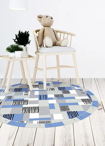 Tapis vinyle rond Rectangles géométrous