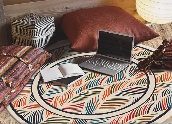 Tapis en vinyle rond Feuilles de contour