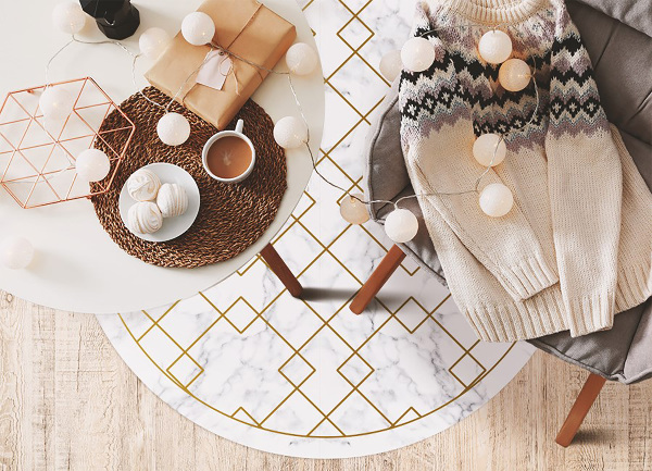 Tapis vinyle rond Marbre décoré