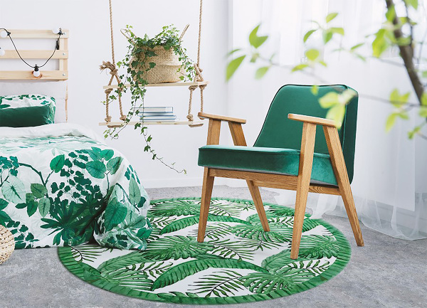 Tapis vinyle rond Feuilles de palmier